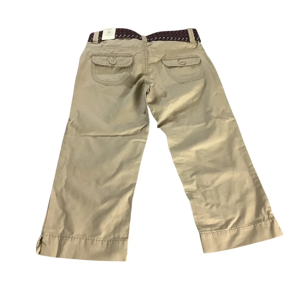 Old Navy Chino Pants Girls 10 Tan Khaki Belted School Uniform Casual Classic